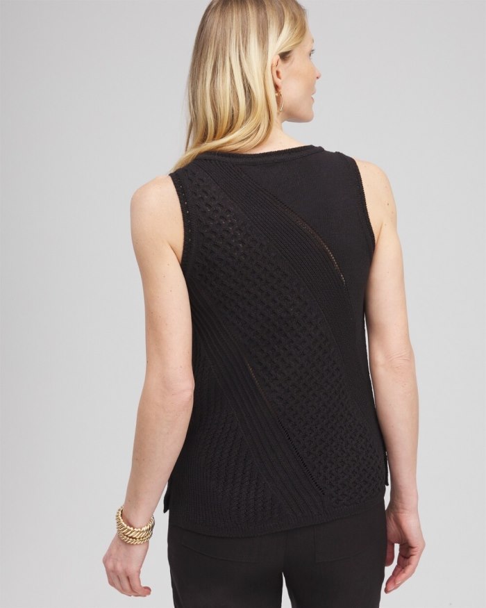 Women's Textured Knit Tank - Black