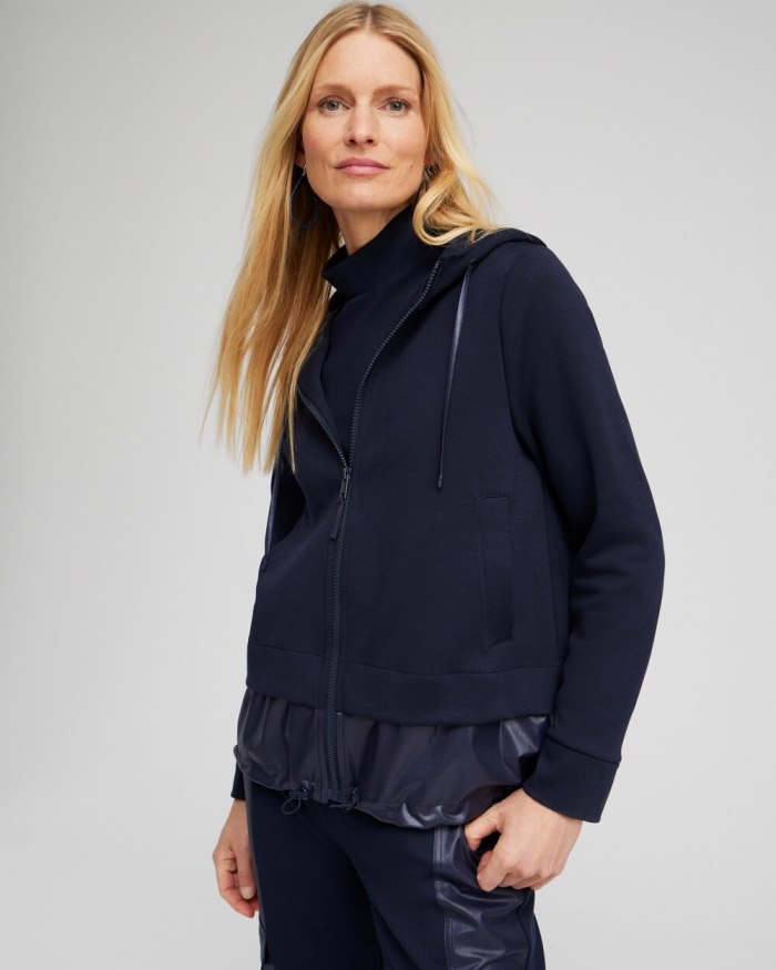 Women's Zenergy Double Knit Mix Jacket - Classic Navy - Click Image to Close