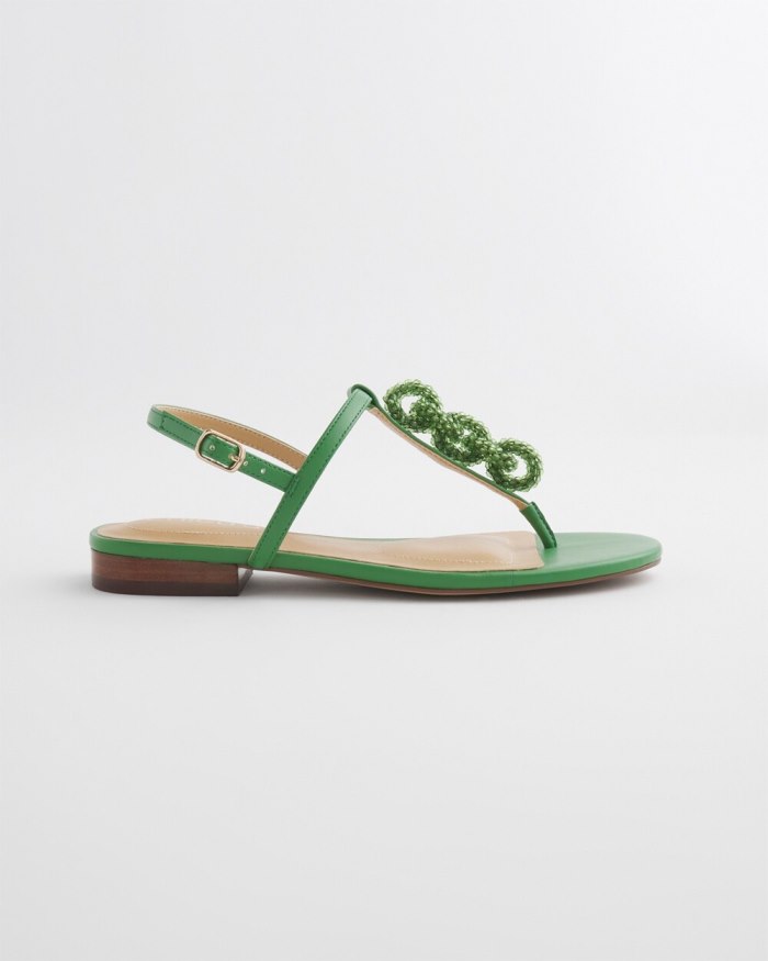 Women's T-Strap Sandals - Green