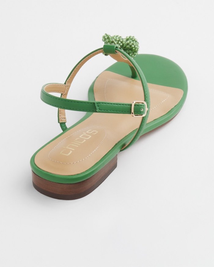 Women's T-Strap Sandals - Green