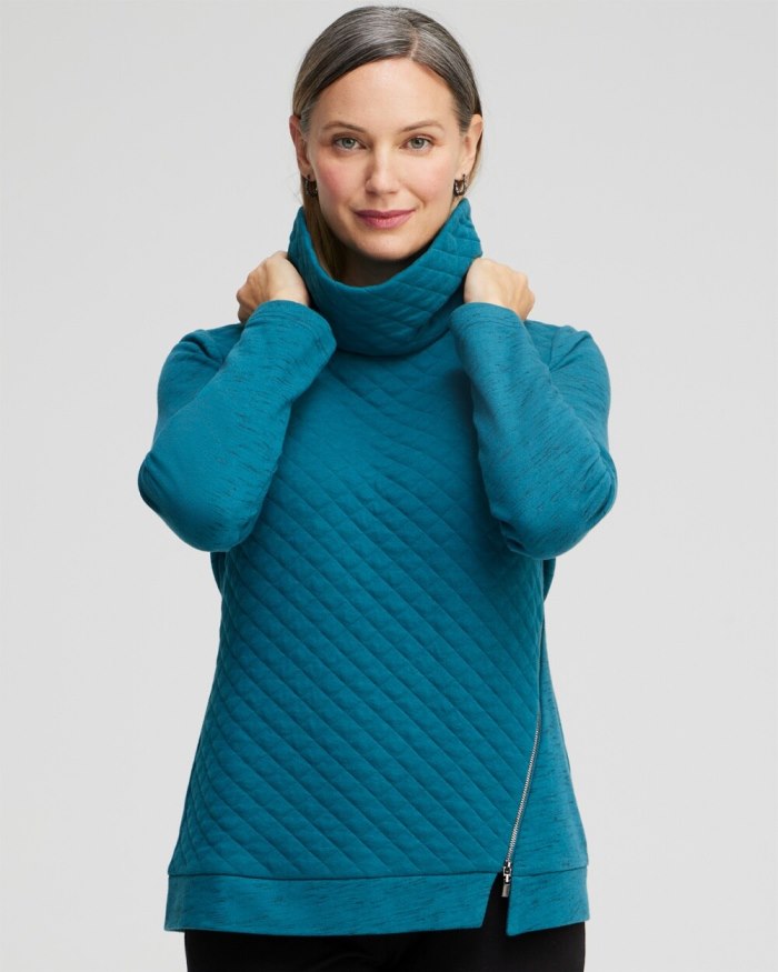 Women's Zenergy French Terry Cowl Neck Top - Moonlit Teal