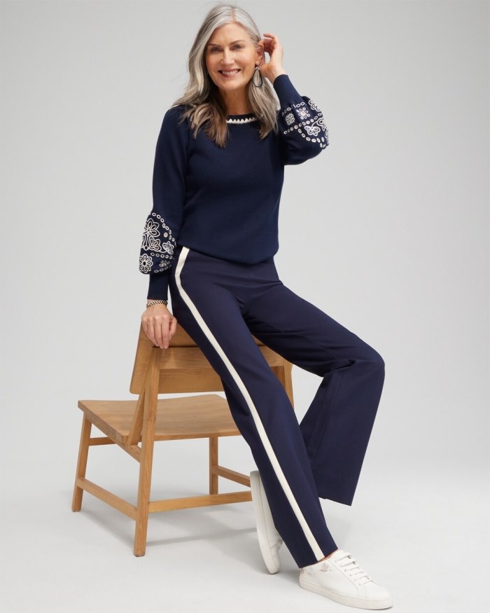 Women's Ponte Side Stripe Flare Pants - AIR/CARBON