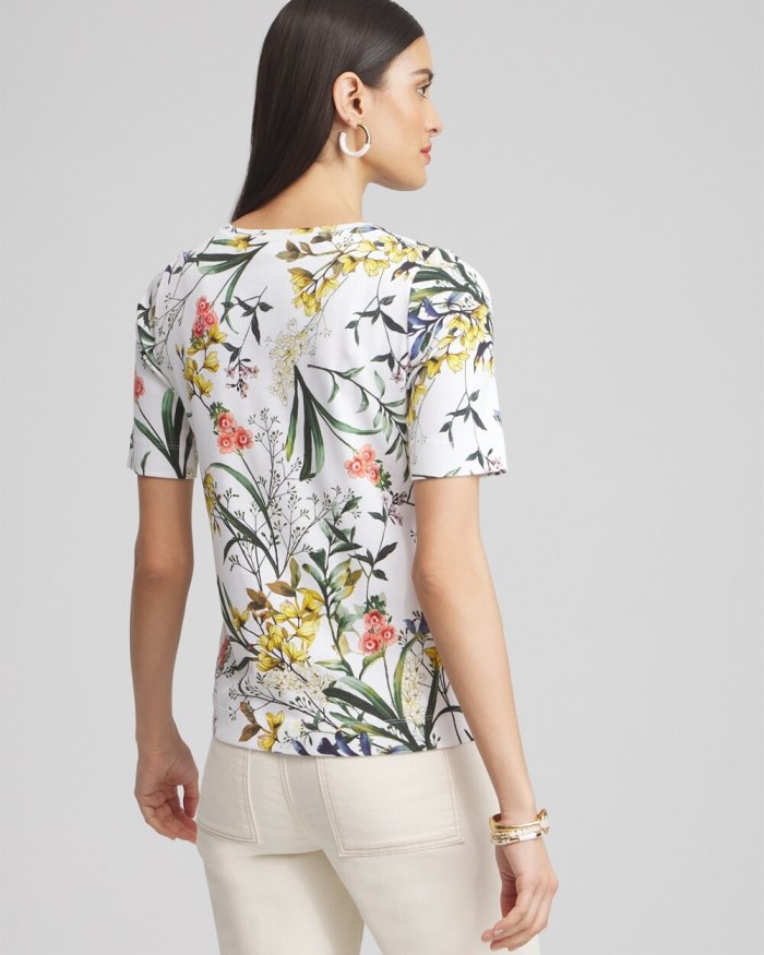 Women's Floral Everyday Elbow Sleeve Tee - Alabaster