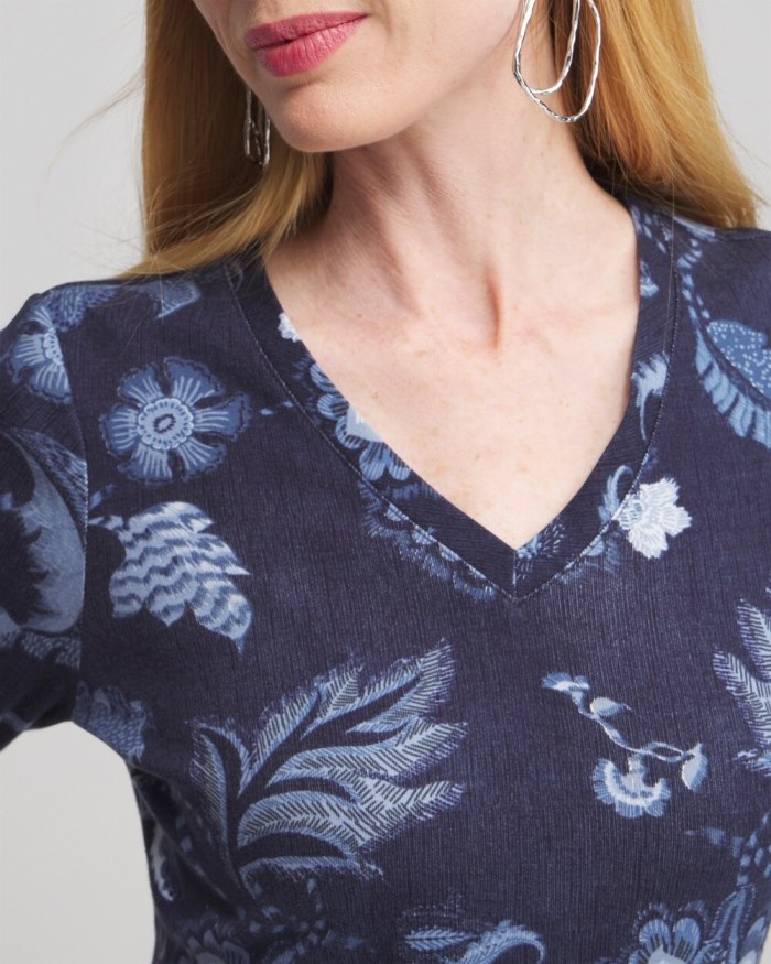 Women's Paisley Everyday 3/4 Sleeve Tee - Blue