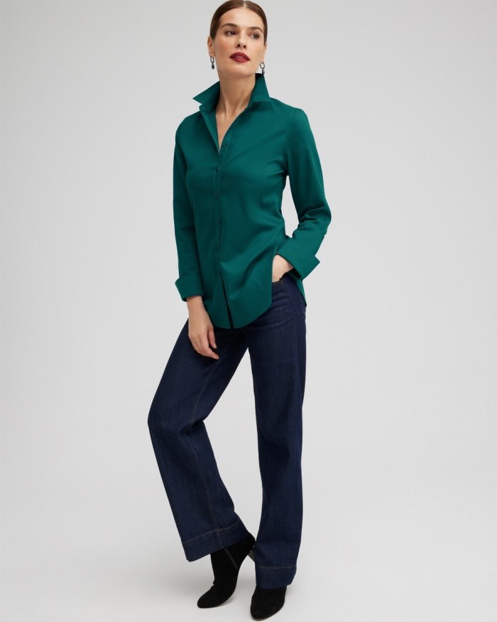 Women's No Iron Stretch Shirt - Classic Navy