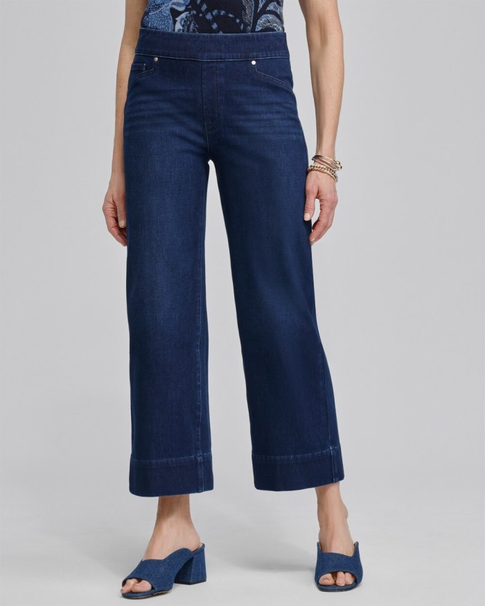 Women's Travelers Pull On Cropped Jeans - Skyway Indigo