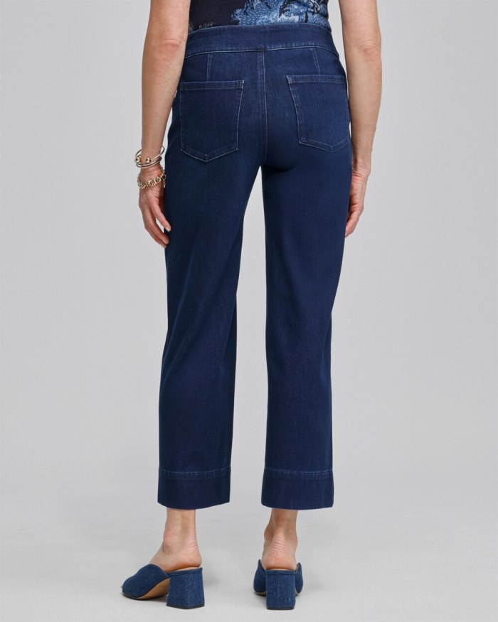 Women's Travelers Pull On Cropped Jeans - Skyway Indigo