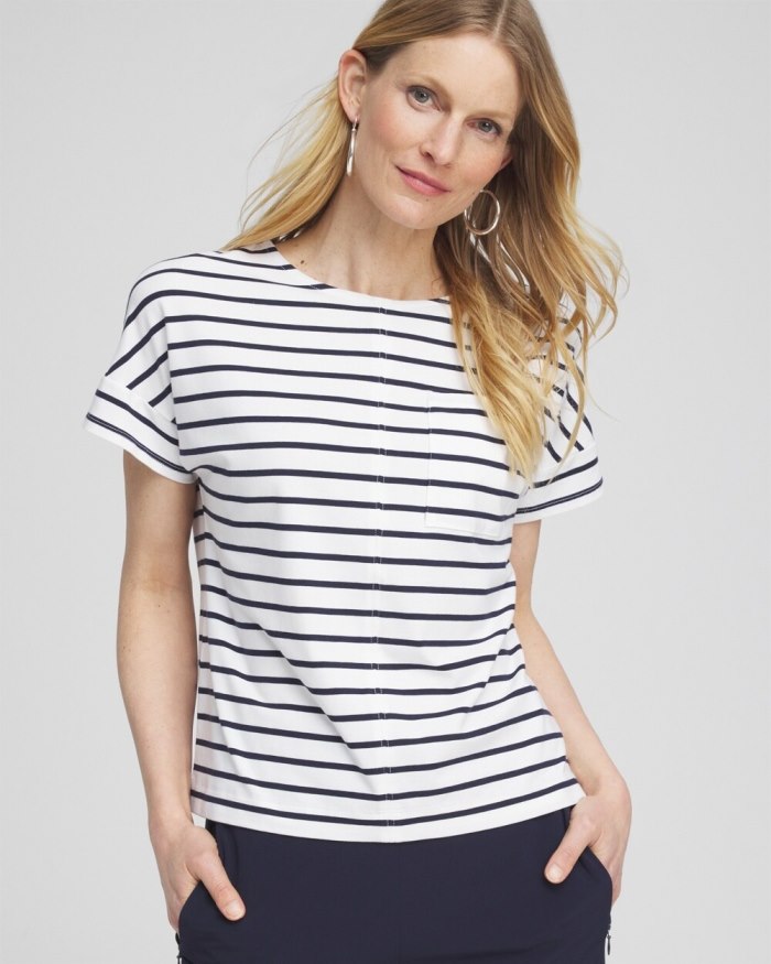 Women's Zenergy UPF Knit Stripe Dolman Top - Classic Navy