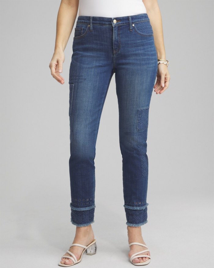 Women's Girlfriend Double Fray Ankle Jeans - Palomino Indigo