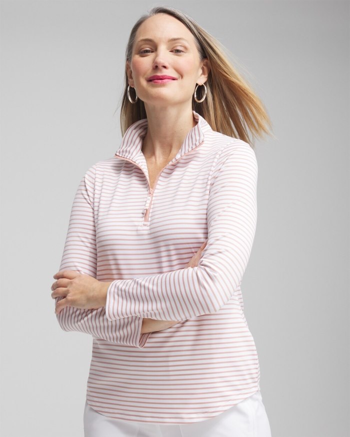 Women's Zenergy UPF Stripe Long Sleeve Top - French Blush - Click Image to Close