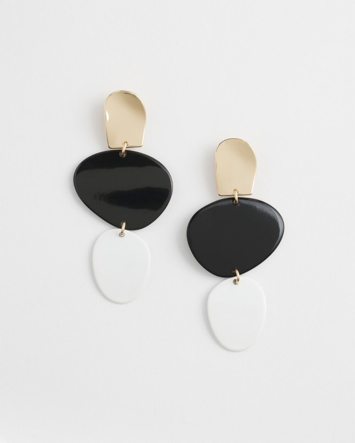 Women's No Droop Two Tone Linear Earrings - Black