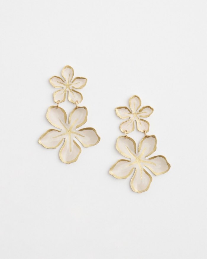 Women's No Droop White Flower Earrings - Alabaster