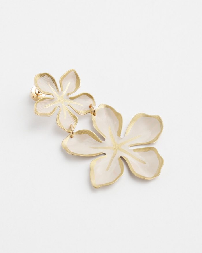 Women's No Droop White Flower Earrings - Alabaster