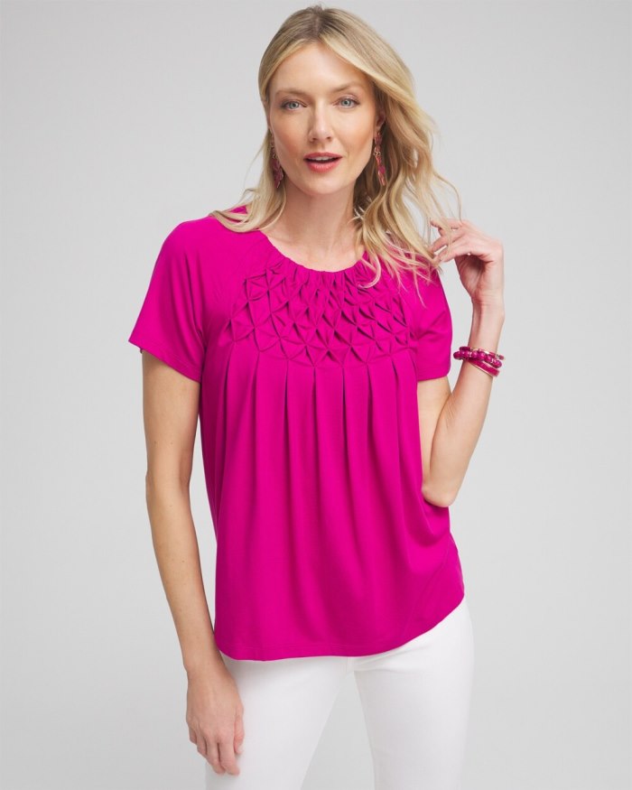 Women's Touch of Cool Smocked Top - Magenta Rose