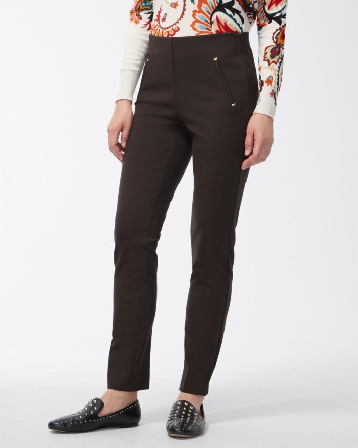 Women's Juliet Ponte Trim Detail Ankle Pants - Cocoa Bean