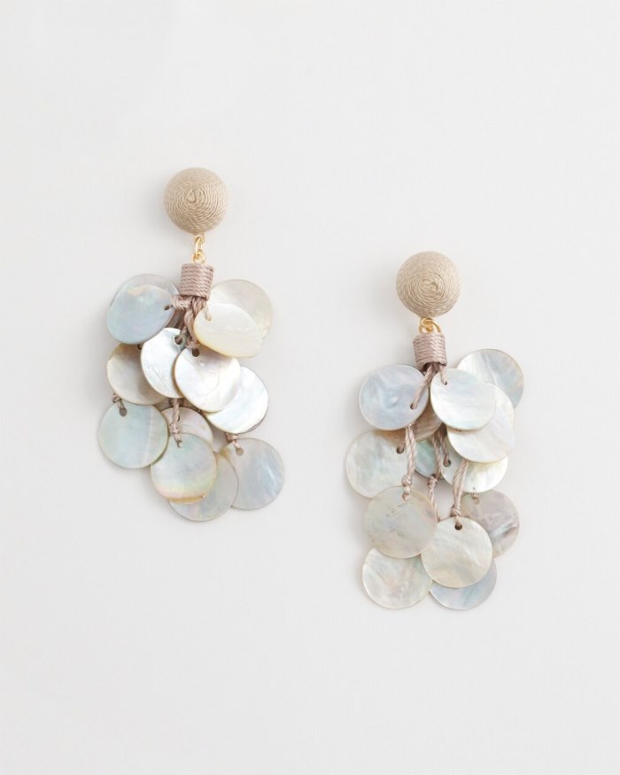 Women's No Droop Neutral Shell Earrings - Smokey Taupe