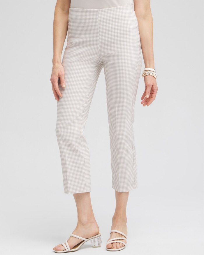 Women's Juliet Gingham Straight Crops - Smokey Taupe/Alabaster - Click Image to Close