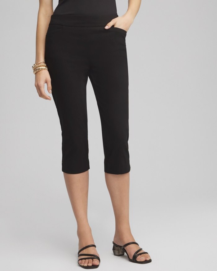 Women's Brigitte Rivet Capris - Black - Click Image to Close