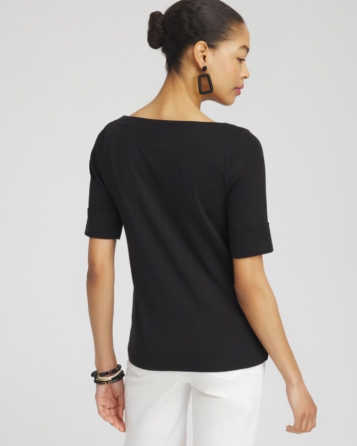 Women's Bateau Neck Tee - Black