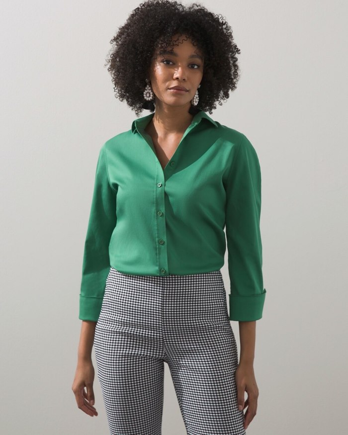 Women's No Iron 3/4 Sleeve Stretch Shirt - Jardin Green