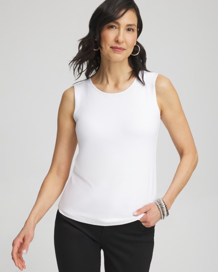 Women's High Neck Microfiber Tank - Optic White - Click Image to Close