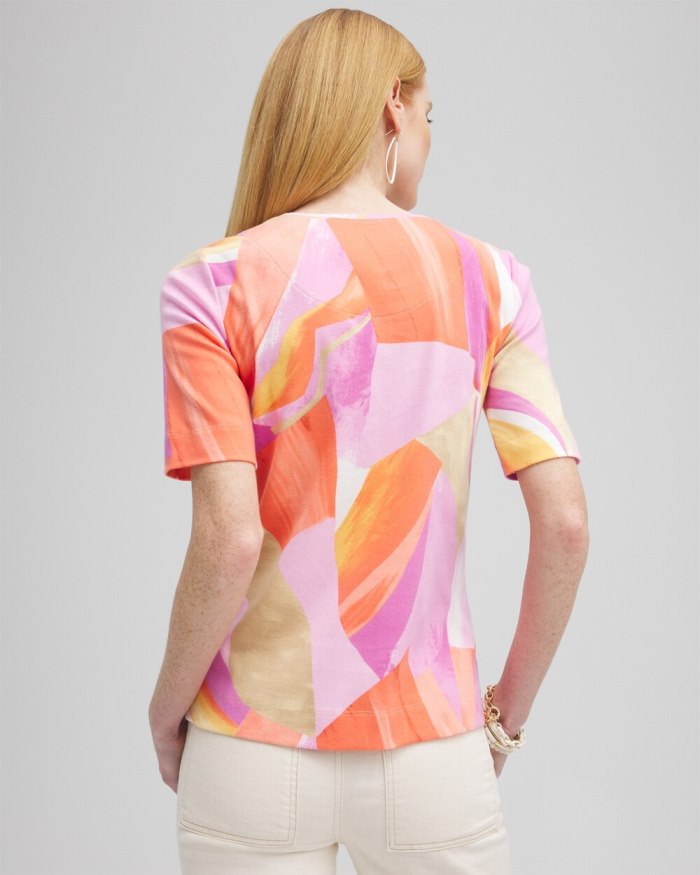 Women's Abstract Everyday Elbow Sleeve Tee - Nectarine