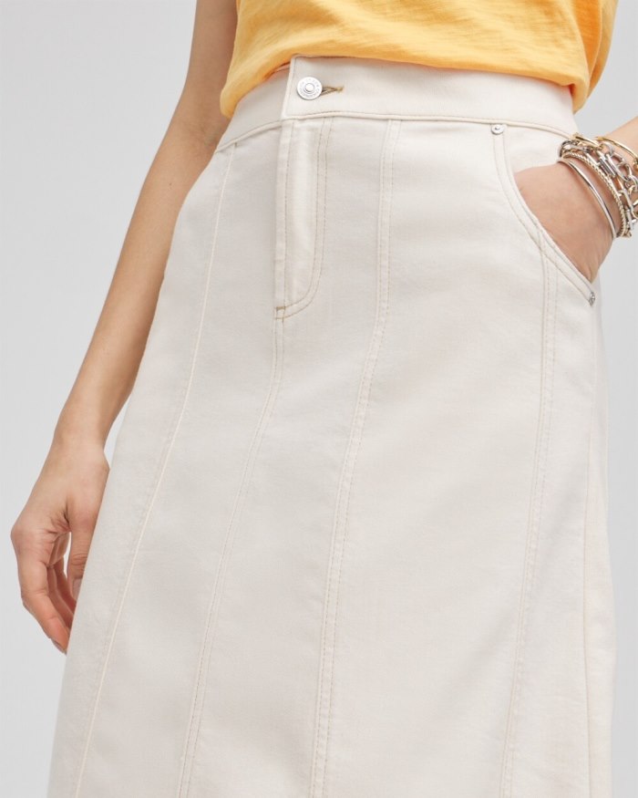 Women's Seeded Denim Midi Skirt - Natural Seeded