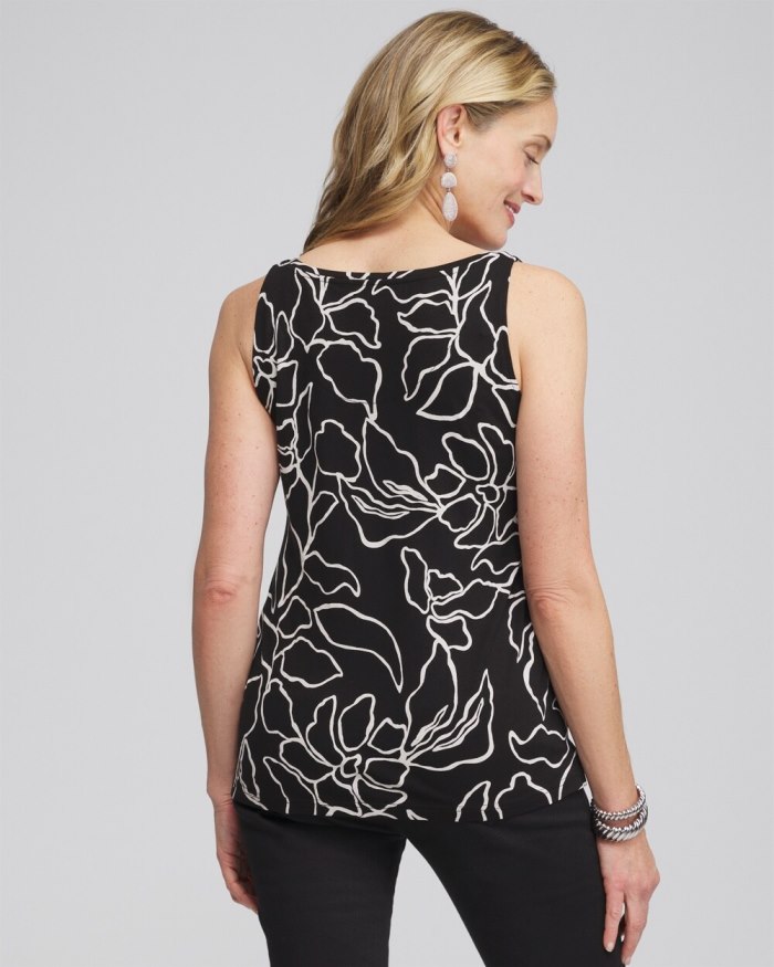 Women's Touch of Cool Floral Polished Tank - Black