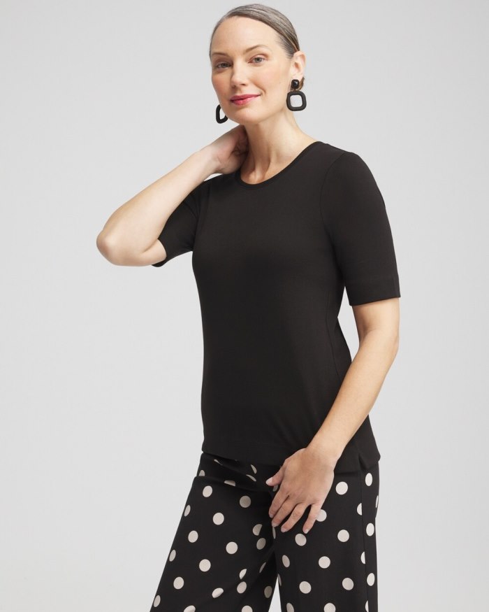 Women's Everyday Elbow Sleeve Tee - Black - Click Image to Close