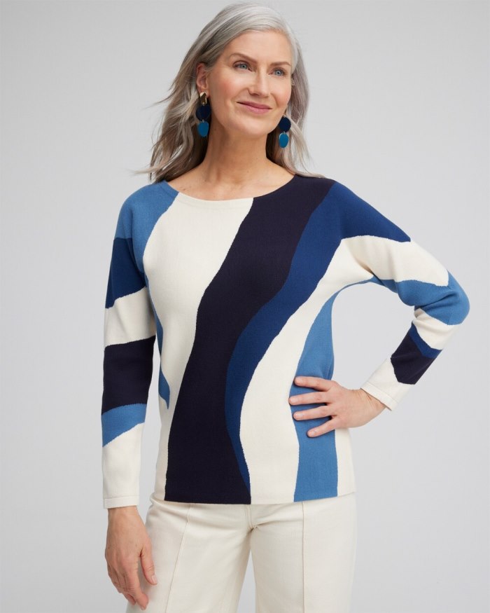 Women's Colorblock Dolman Pullover Sweater - Azores Blue