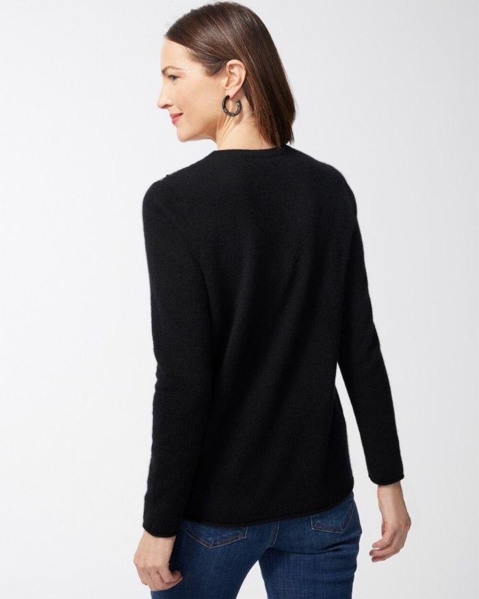 Women's Cashmere Sequin Crew Neck Sweater - Merlot