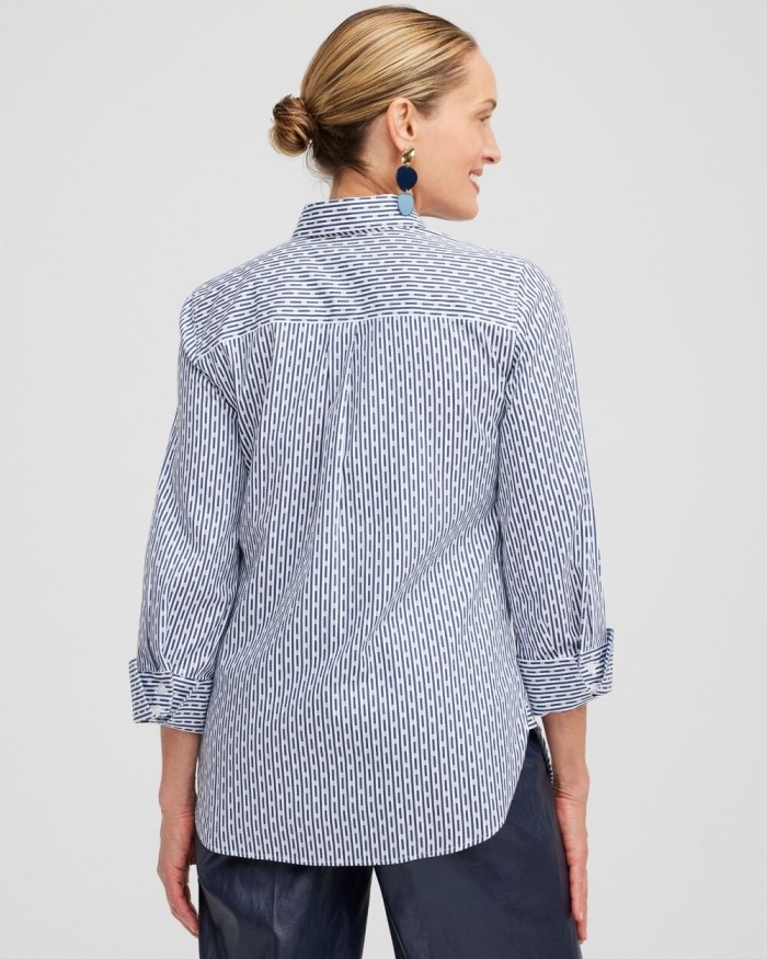 Women's No Iron Stretch Dot Stripe Shirt - Azores Blue