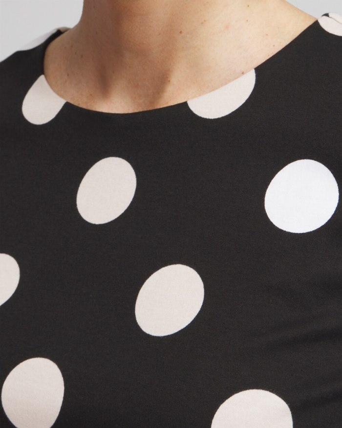 Women's Polka Dot Bubble Hem Top - Black