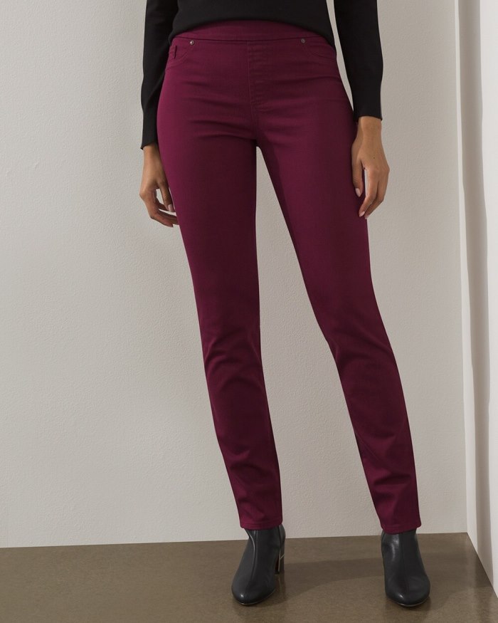 Women's Denim Pull-On Jeggings - Deep Chianti - Click Image to Close