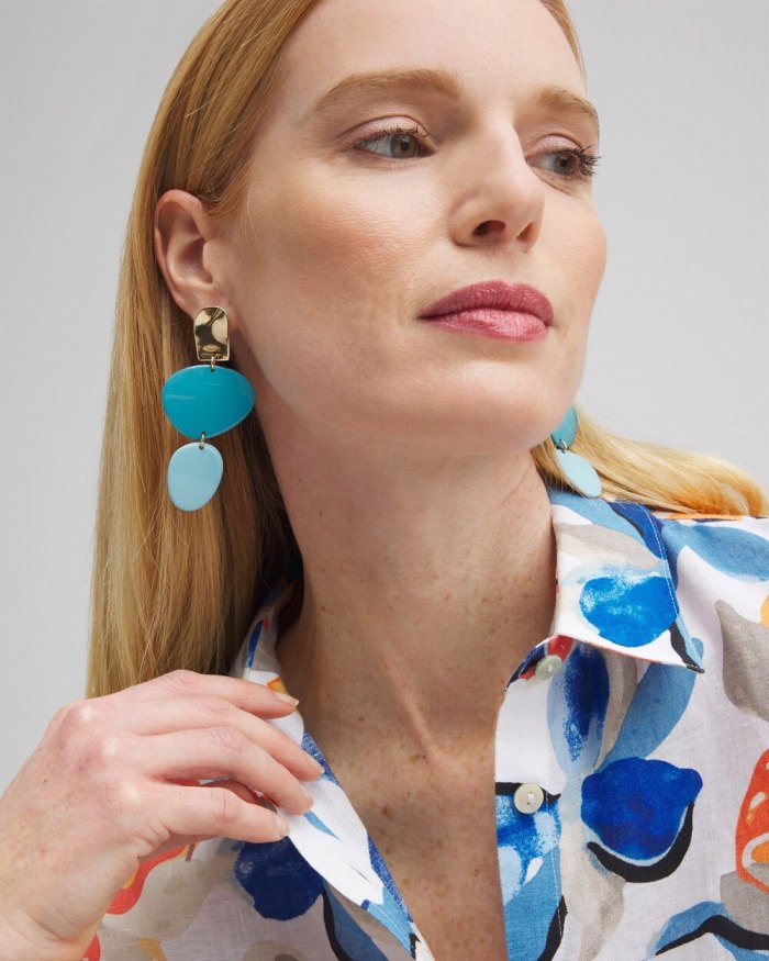 Women's No Droop Blue Linear Earrings - Grand Air