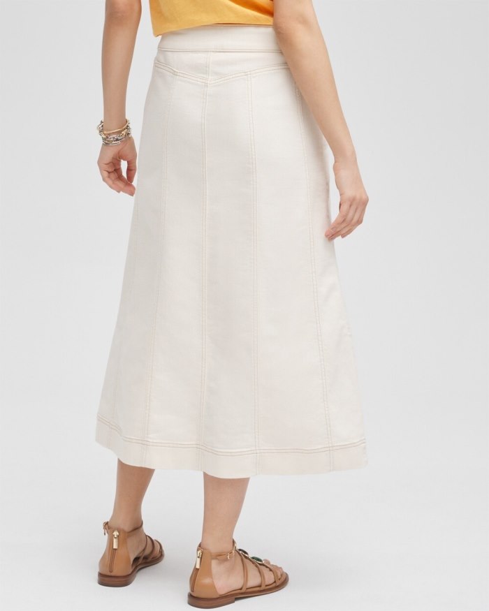 Women's Seeded Denim Midi Skirt - Natural Seeded