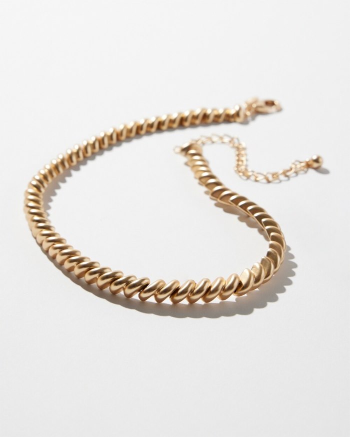 Women's Gold Tone Twist Collar Necklace - Gold