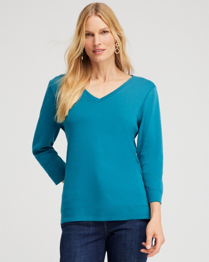 Women's 3/4 Sleeve Tee - Moonlit Teal - Click Image to Close