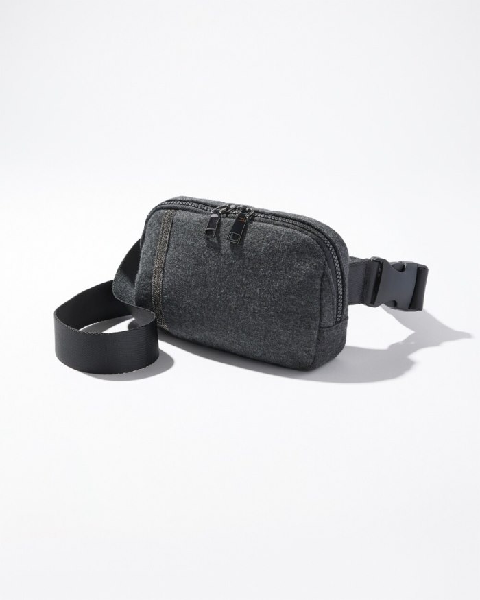 Women's Cashmere Blend Crossbody Bag - Graphite Heather Gray - Click Image to Close