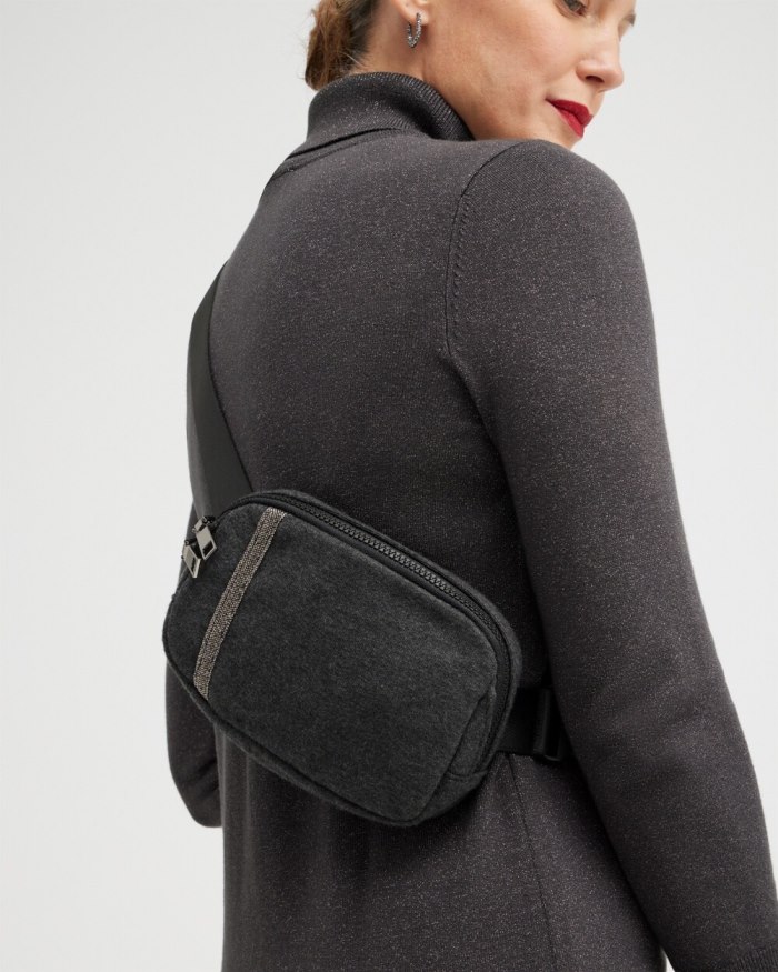 Women's Cashmere Blend Crossbody Bag - Graphite Heather Gray