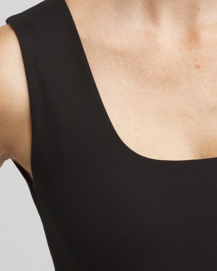 Women's Contour Cotton Square Neck Tank - Black