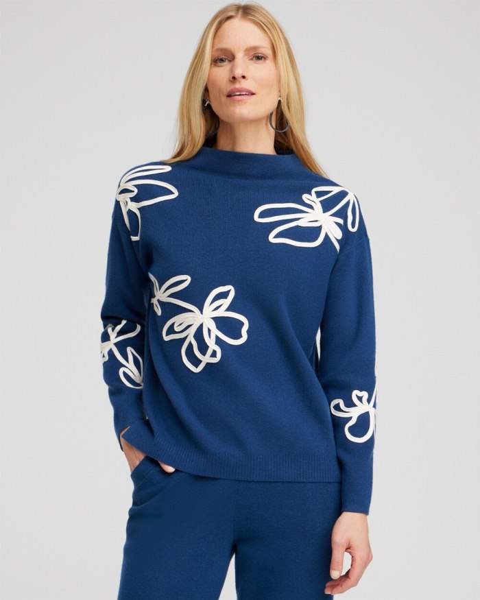 Women's Zenergy Luxe Cashmere Blend Soutache Top - Azores Blue