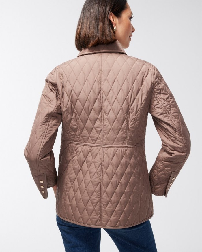 Women's Quilted Mid-Length Jacket - Camel