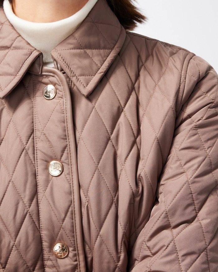 Women's Quilted Mid-Length Jacket - Camel