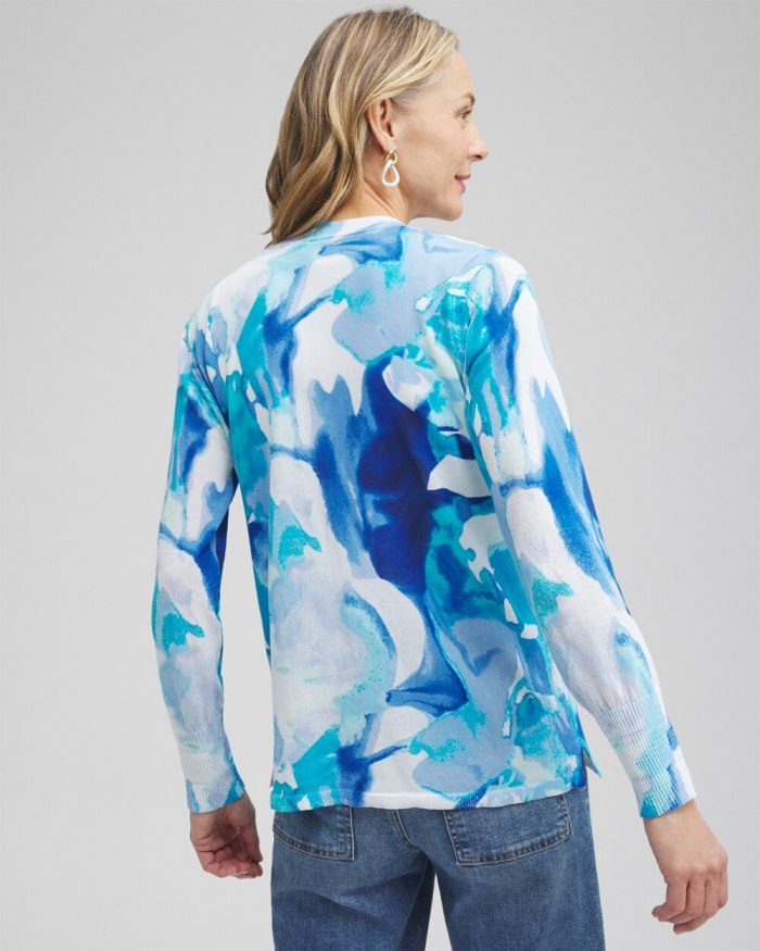 Women's Summer Romance Watercolor Topper Cardigan - Intense Azure