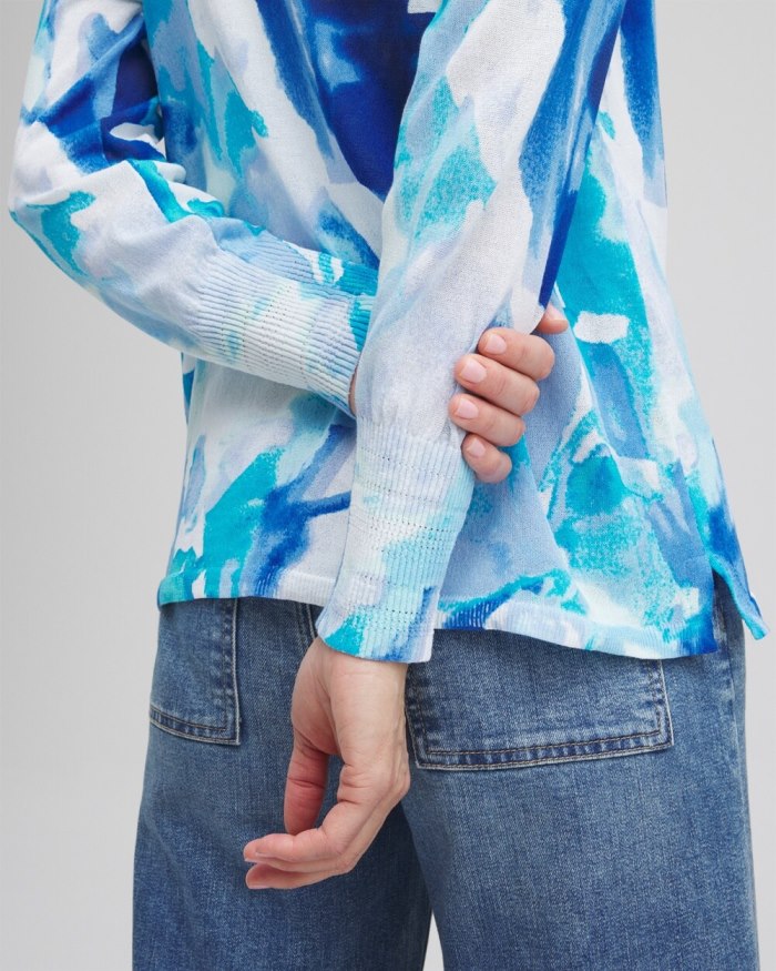 Women's Summer Romance Watercolor Topper Cardigan - Intense Azure