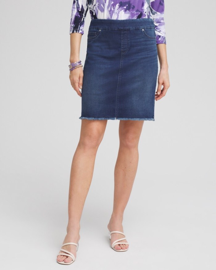 Women's Pull-on Fray Hem Denim Skort - Inverness Indigo