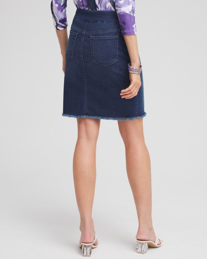 Women's Pull-on Fray Hem Denim Skort - Inverness Indigo