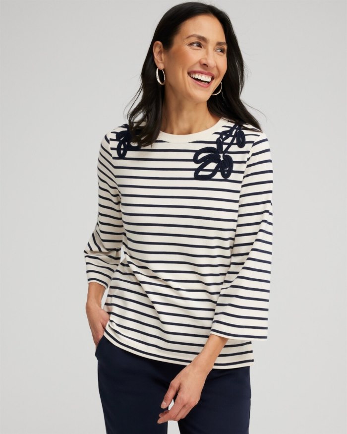 Women's Zenergy Soutache Stripe Pullover - Classic Navy