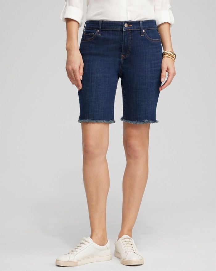 Women's Girlfriend 7" Fray Hem Shorts - Rainier Indigo - Click Image to Close